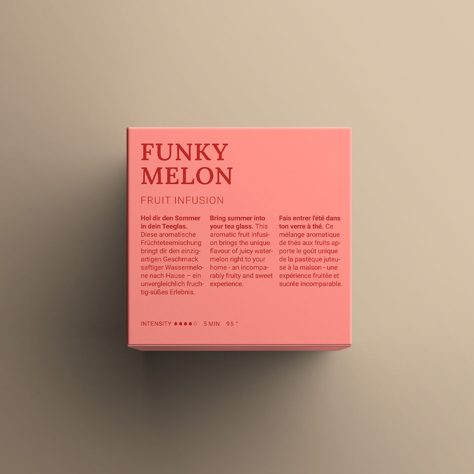 Pinke Teebox der Sorte Funky Melon in der Rückansicht